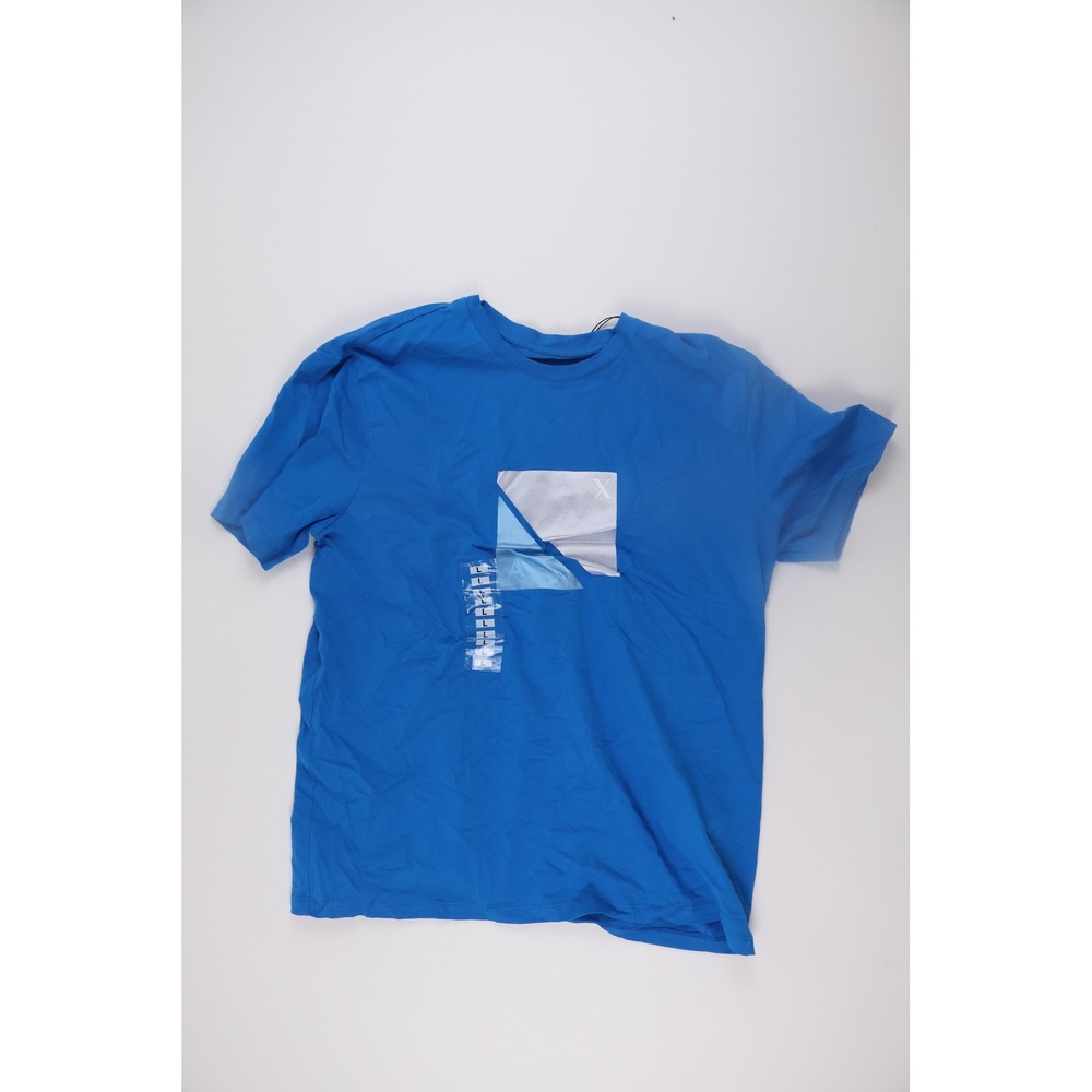 Armani Exchange Mens T-Shirt Graphic Print Blue Large Organic Cotton NWT